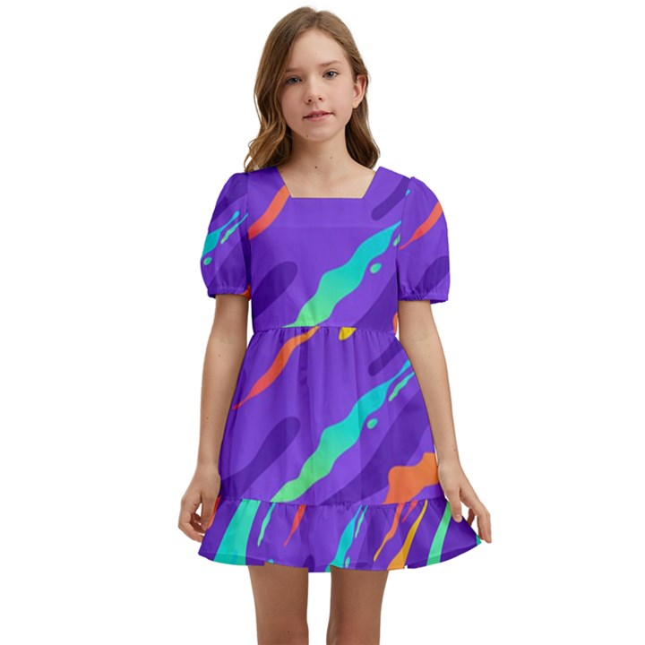 Multicolored-abstract-background Kids  Short Sleeve Dolly Dress