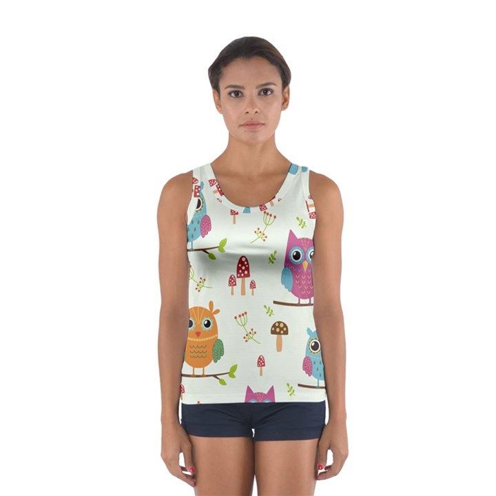 Forest-seamless-pattern-with-cute-owls Sport Tank Top 