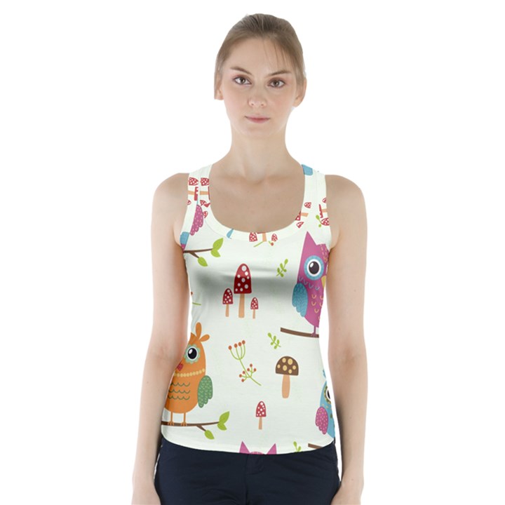 Forest-seamless-pattern-with-cute-owls Racer Back Sports Top