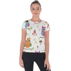 Forest-seamless-pattern-with-cute-owls Short Sleeve Sports Top  by pakminggu