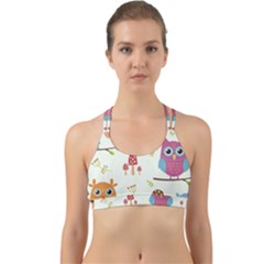 Forest-seamless-pattern-with-cute-owls Back Web Sports Bra by pakminggu