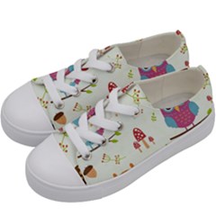 Forest-seamless-pattern-with-cute-owls Kids  Low Top Canvas Sneakers by pakminggu