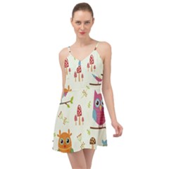 Forest-seamless-pattern-with-cute-owls Summer Time Chiffon Dress by pakminggu