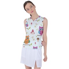 Forest-seamless-pattern-with-cute-owls Women s Sleeveless Sports Top by pakminggu