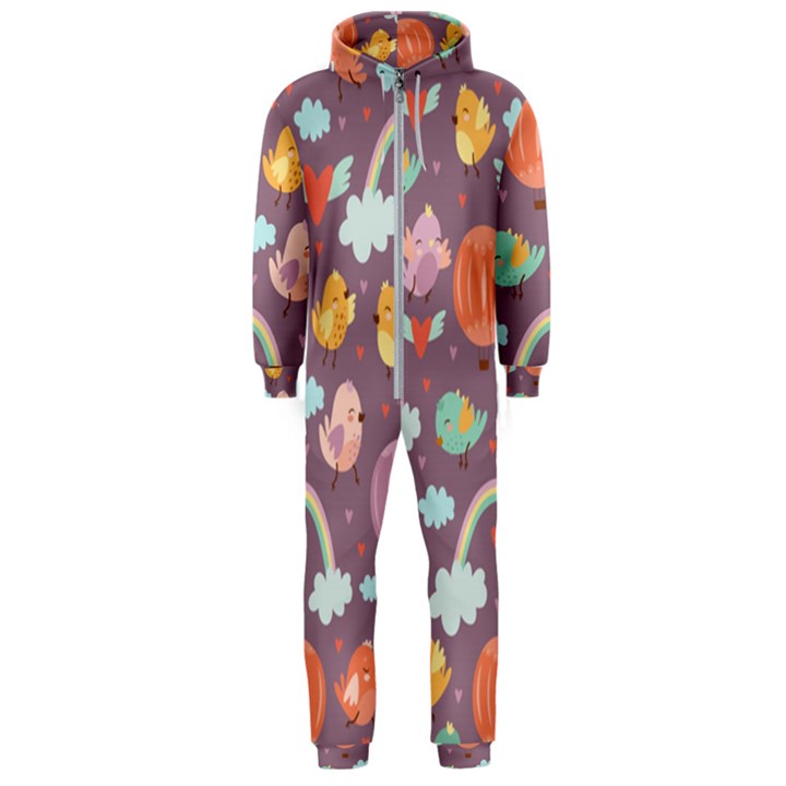 Cute-seamless-pattern-with-doodle-birds-balloons Hooded Jumpsuit (Men)