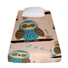 Seamless-pattern-owls-dream-cute-style-pajama-fabric Fitted Sheet (single Size) by pakminggu