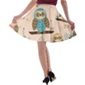 Seamless-pattern-owls-dream-cute-style-pajama-fabric A-line Skater Skirt View2