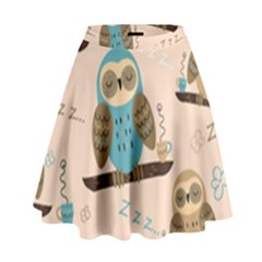 Seamless-pattern-owls-dream-cute-style-pajama-fabric High Waist Skirt by pakminggu