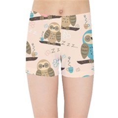 Seamless-pattern-owls-dream-cute-style-pajama-fabric Kids  Sports Shorts by pakminggu