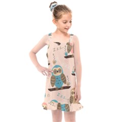 Seamless-pattern-owls-dream-cute-style-pajama-fabric Kids  Overall Dress by pakminggu