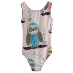 Seamless-pattern-owls-dream-cute-style-pajama-fabric Kids  Cut-out Back One Piece Swimsuit by pakminggu