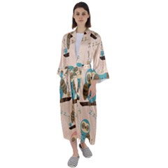 Seamless-pattern-owls-dream-cute-style-pajama-fabric Maxi Satin Kimono by pakminggu