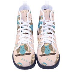 Seamless-pattern-owls-dream-cute-style-pajama-fabric Kid s High-top Canvas Sneakers