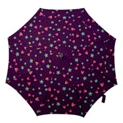 Colorful-stars-hearts-seamless-vector-pattern Hook Handle Umbrellas (small) by pakminggu