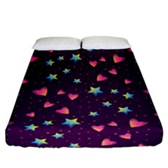 Colorful-stars-hearts-seamless-vector-pattern Fitted Sheet (california King Size) by pakminggu