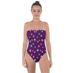 Colorful-stars-hearts-seamless-vector-pattern Tie Back One Piece Swimsuit by pakminggu