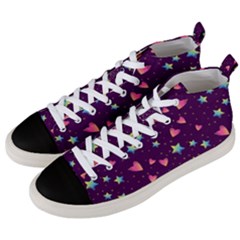 Colorful-stars-hearts-seamless-vector-pattern Men s Mid-top Canvas Sneakers by pakminggu