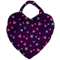 Colorful-stars-hearts-seamless-vector-pattern Giant Heart Shaped Tote