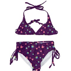 Colorful-stars-hearts-seamless-vector-pattern Kids  Classic Bikini Set by pakminggu