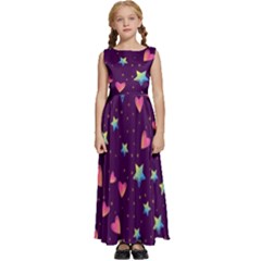 Colorful-stars-hearts-seamless-vector-pattern Kids  Satin Sleeveless Maxi Dress by pakminggu