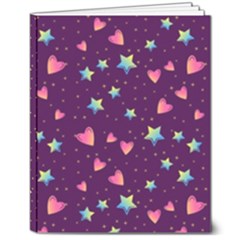 Colorful-stars-hearts-seamless-vector-pattern 8  X 10  Hardcover Notebook by pakminggu