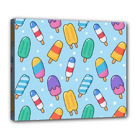 Cute-kawaii-ice-cream-seamless-pattern Deluxe Canvas 24  X 20  (stretched) by pakminggu