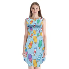 Cute-kawaii-ice-cream-seamless-pattern Sleeveless Chiffon Dress   by pakminggu