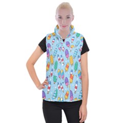 Cute-kawaii-ice-cream-seamless-pattern Women s Button Up Vest by pakminggu