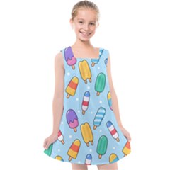 Cute-kawaii-ice-cream-seamless-pattern Kids  Cross Back Dress by pakminggu