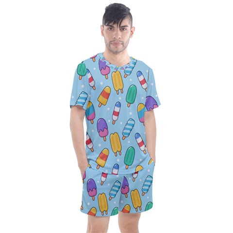 Cute-kawaii-ice-cream-seamless-pattern Men s Mesh Tee And Shorts Set by pakminggu