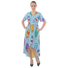 Cute-kawaii-ice-cream-seamless-pattern Front Wrap High Low Dress by pakminggu