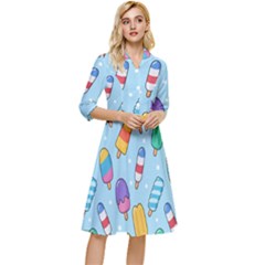 Cute-kawaii-ice-cream-seamless-pattern Classy Knee Length Dress by pakminggu