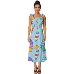 Cute-kawaii-ice-cream-seamless-pattern Tie-strap Tiered Midi Chiffon Dress by pakminggu