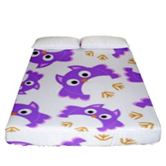 Purple-owl-pattern-background Fitted Sheet (king Size) by pakminggu