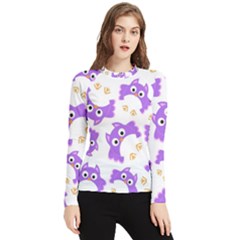 Purple-owl-pattern-background Women s Long Sleeve Rash Guard by pakminggu