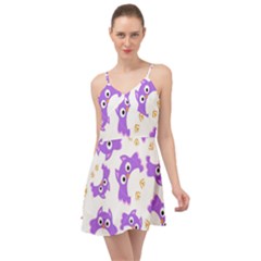 Purple-owl-pattern-background Summer Time Chiffon Dress by pakminggu