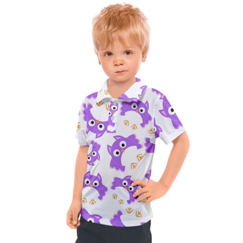 Purple-owl-pattern-background Kids  Polo Tee by pakminggu