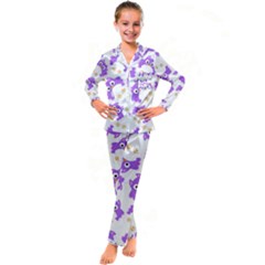 Purple-owl-pattern-background Kids  Satin Long Sleeve Pajamas Set by pakminggu