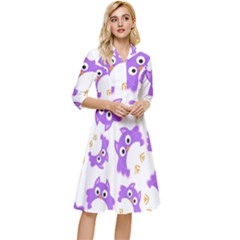 Purple-owl-pattern-background Classy Knee Length Dress by pakminggu