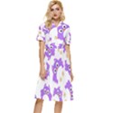 Purple-owl-pattern-background Button Top Knee Length Dress View1