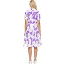 Purple-owl-pattern-background Button Top Knee Length Dress View2