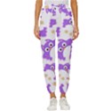 Purple-owl-pattern-background Women s Cropped Drawstring Pants View1