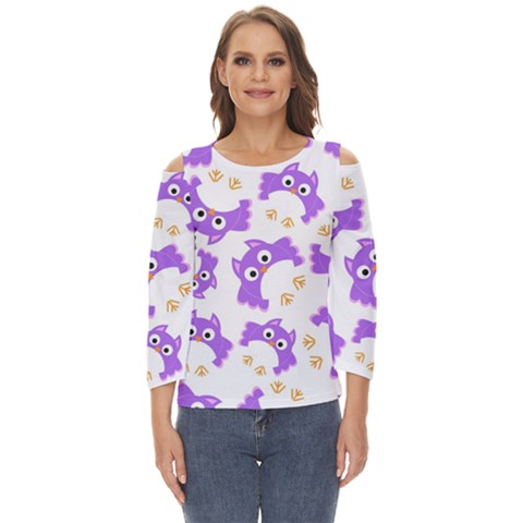 Purple-owl-pattern-background Cut Out Wide Sleeve Top by pakminggu