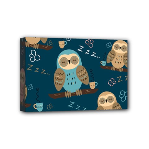 Seamless-pattern-owls-dreaming Mini Canvas 6  X 4  (stretched) by pakminggu