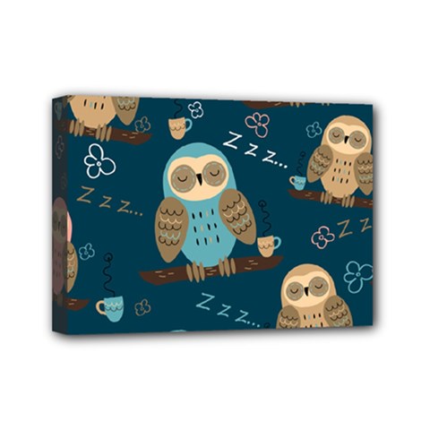 Seamless-pattern-owls-dreaming Mini Canvas 7  X 5  (stretched) by pakminggu