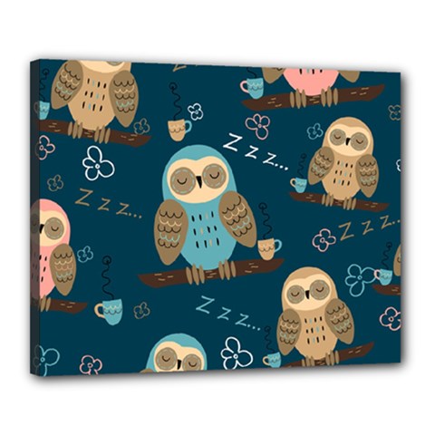 Seamless-pattern-owls-dreaming Canvas 20  X 16  (stretched) by pakminggu