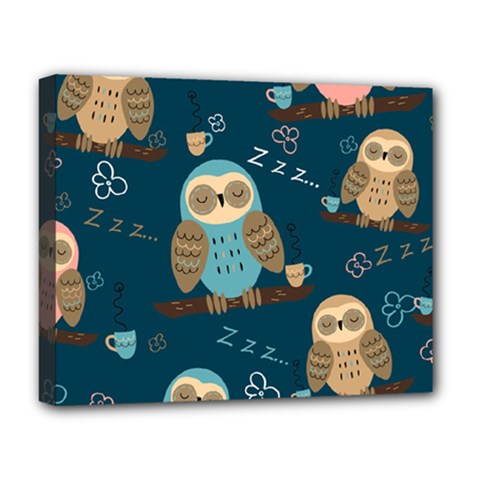 Seamless-pattern-owls-dreaming Deluxe Canvas 20  X 16  (stretched) by pakminggu