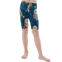 Seamless-pattern-owls-dreaming Kids  Mid Length Swim Shorts by pakminggu