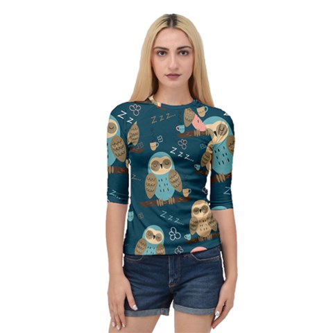 Seamless-pattern-owls-dreaming Quarter Sleeve Raglan Tee by pakminggu