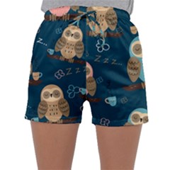 Seamless-pattern-owls-dreaming Sleepwear Shorts by pakminggu